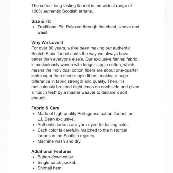 LL Bean Scotch Plaid Flannel Shirt - Picture 11 of 12